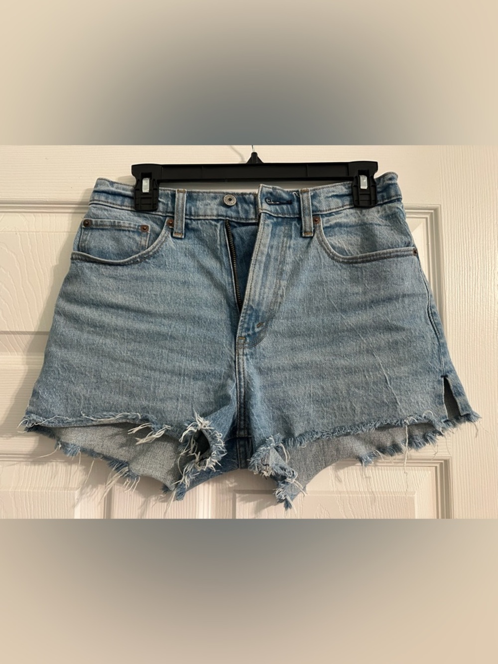 Abercrombie & Fitch Light Blue Distressed Denim Shorts